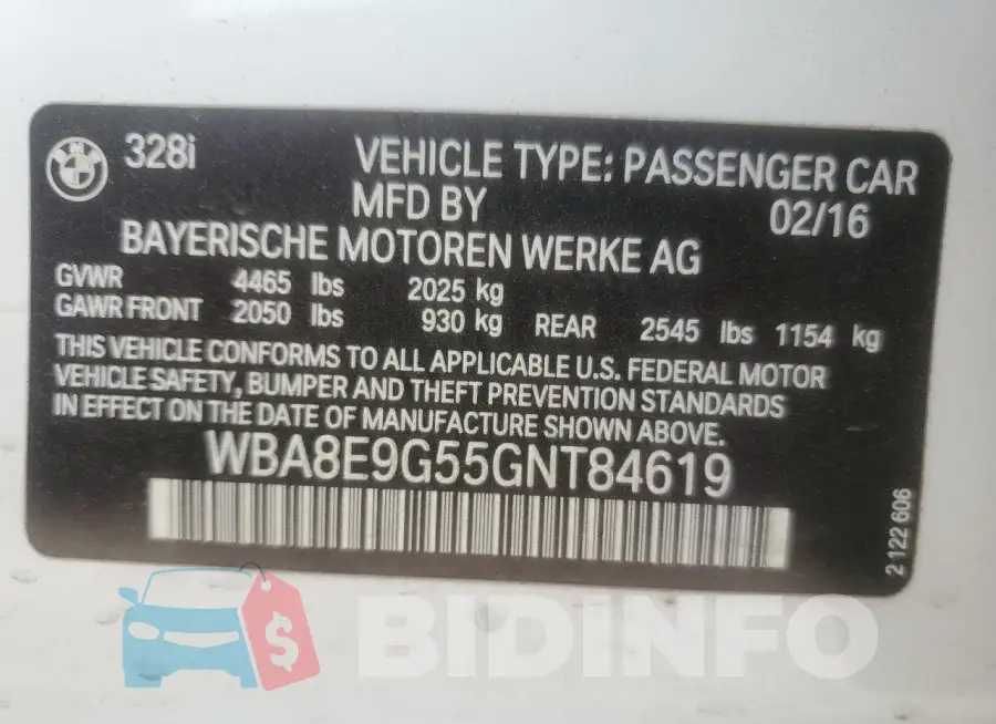 WBA8E9G55GNT84619 Photo# 12