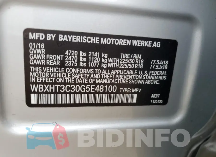 WBXHT3C30G5E48100 Photo# 12