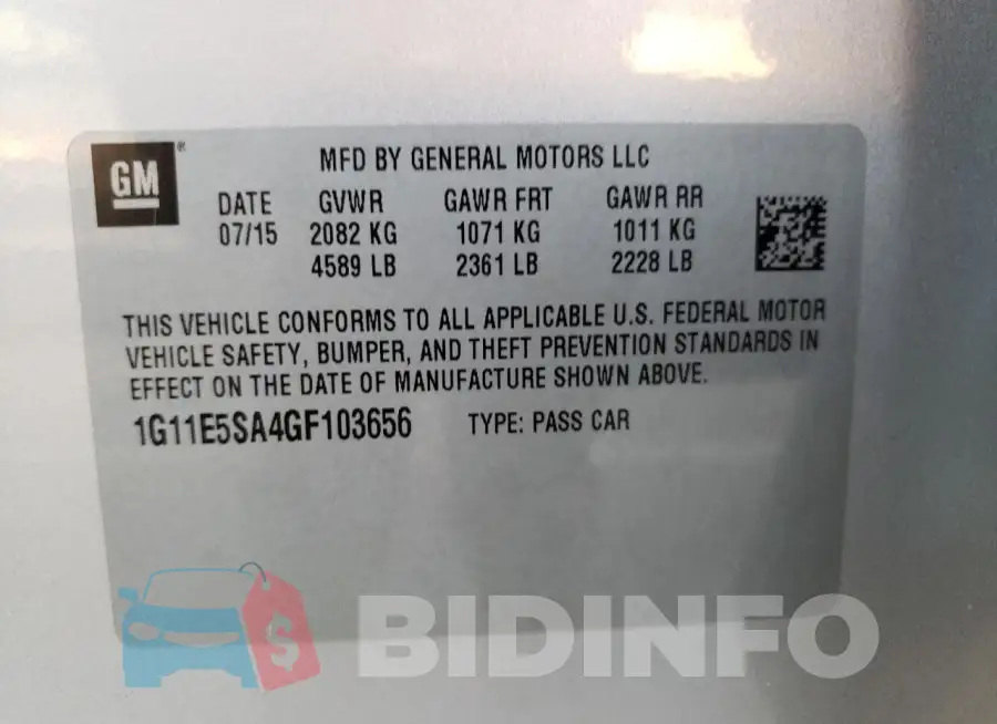 1G11E5SA4GF103656 Photo# 12