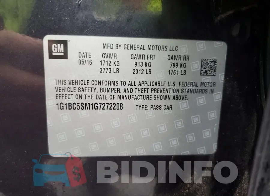 1G1BC5SM1G7272208 Photo# 12
