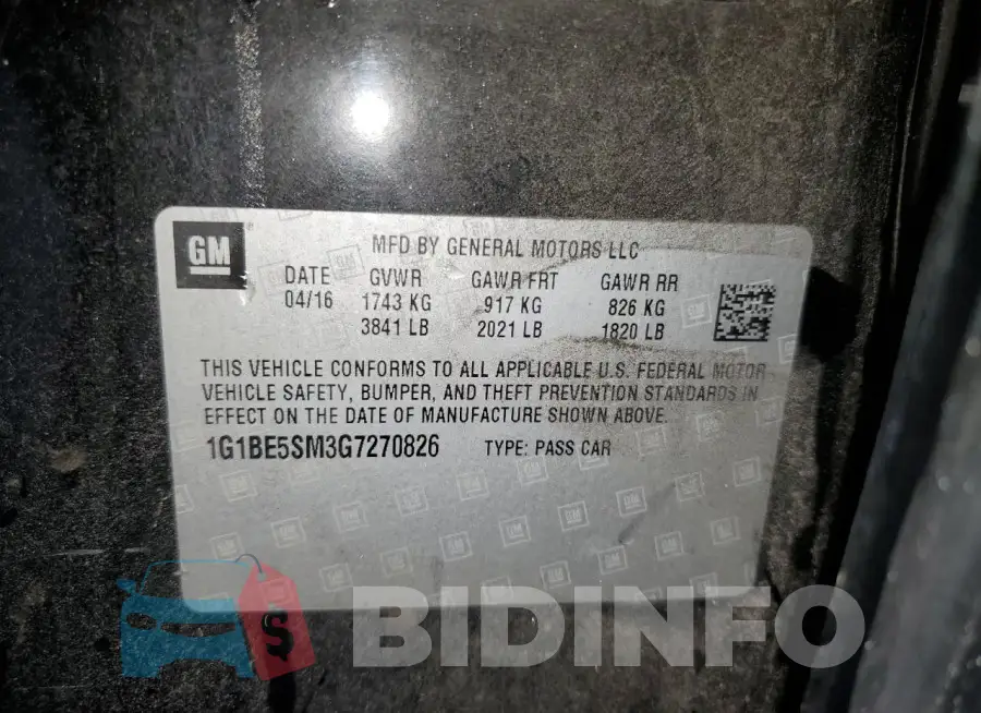 1G1BE5SM3G7270826 Photo# 13