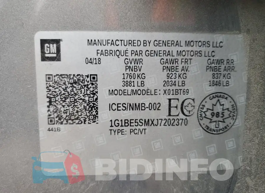 1G1BE5SMXJ7202370 Photo# 12
