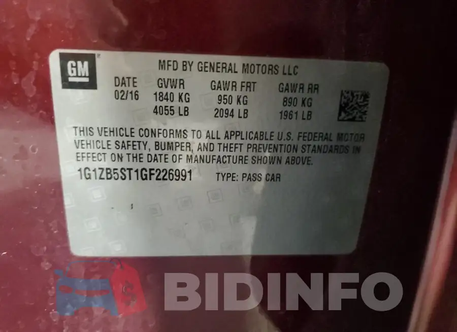 1G1ZB5ST1GF226991 Photo# 12