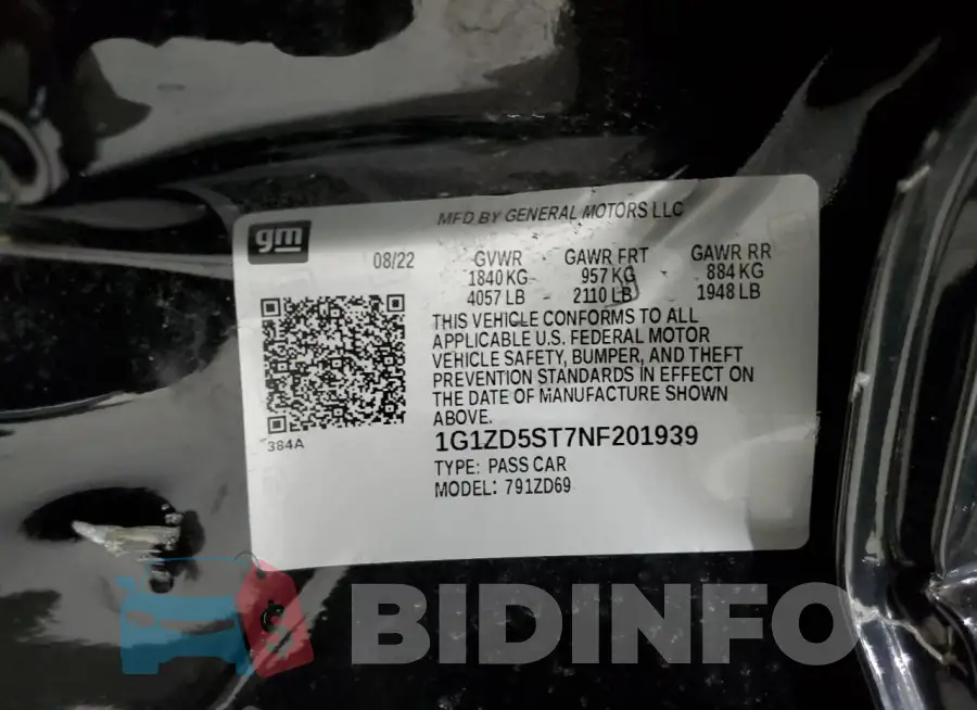 1G1ZD5ST7NF201939 Photo# 13