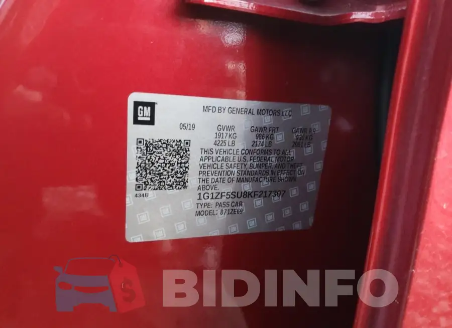 1G1ZF5SU8KF217307 Photo# 12