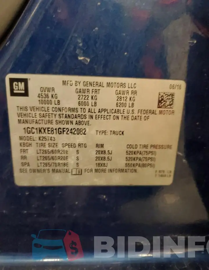 1GC1KXE81GF242082 Photo# 12