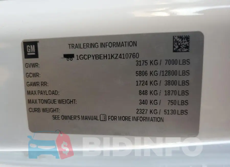 1GCPYBEH1KZ410760 Photo# 12
