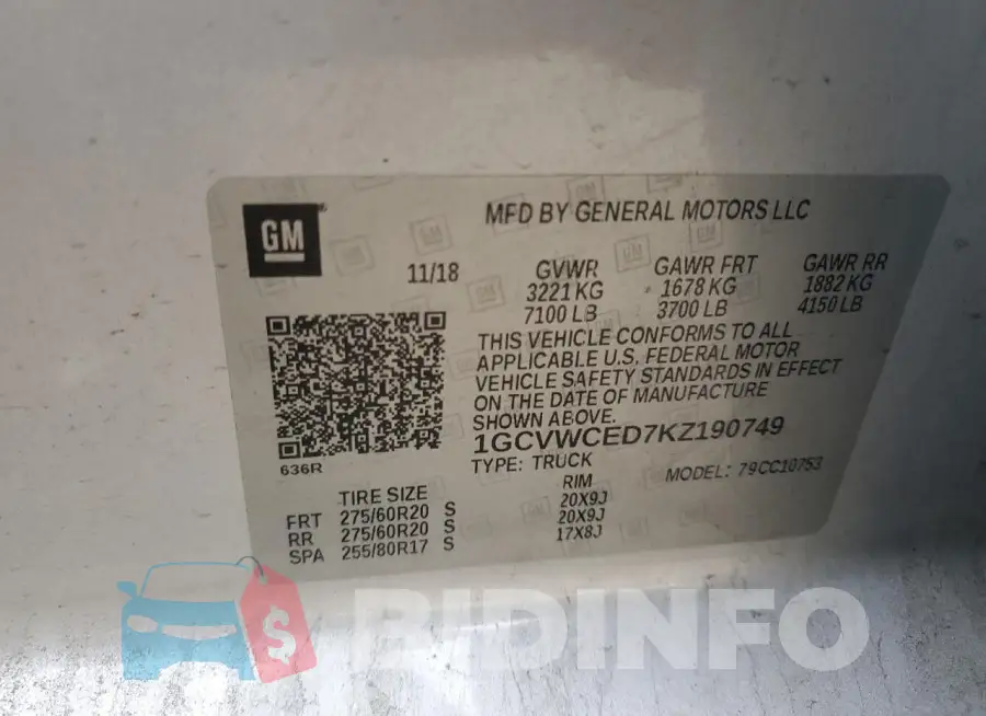 1GCVWCED7KZ190749 Photo# 13