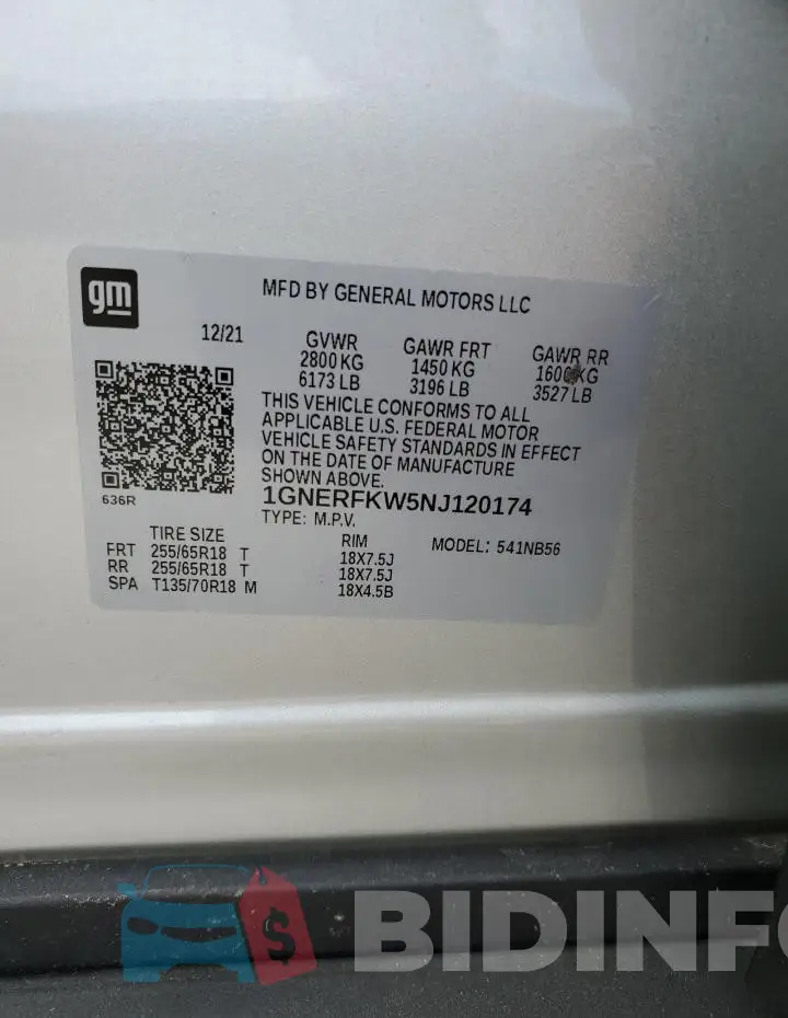 1GNERFKW5NJ120174 Photo# 13