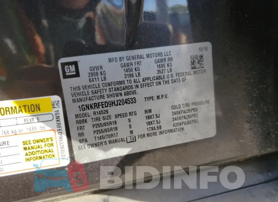 1GNKRFED9HJ204533 Photo# 14