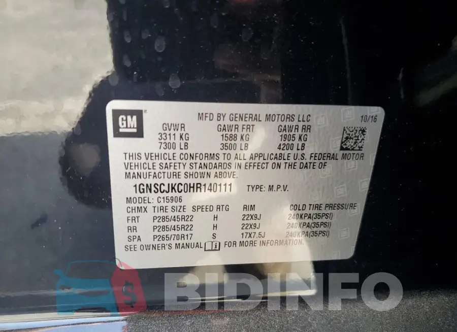 1GNSCJKC0HR140111 Photo# 14