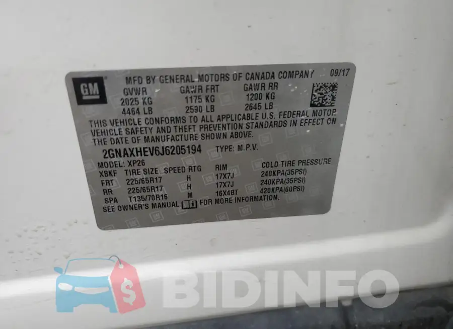 2GNAXHEV6J6205194 Photo# 14