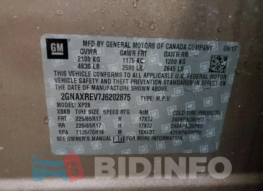 2GNAXREV7J6202875 Photo# 14