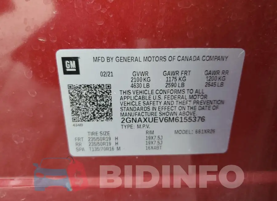 2GNAXUEV6M6155376 Photo# 13