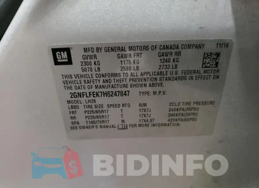 2GNFLFEK7H6247847 Photo# 13