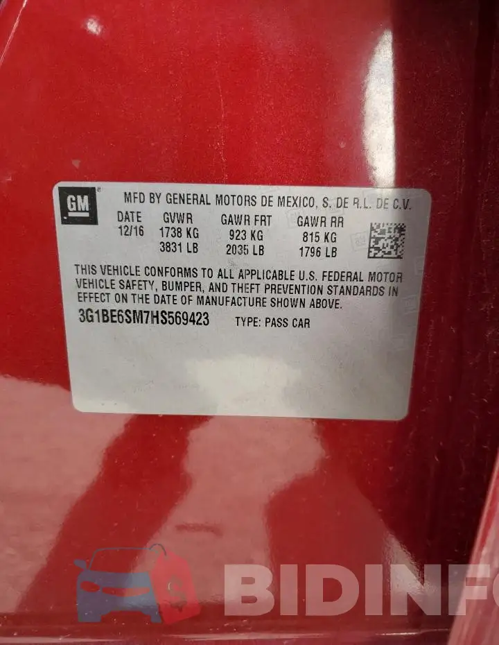 3G1BE6SM7HS569423 Photo# 13