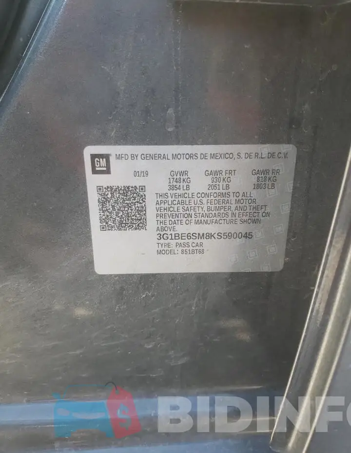 3G1BE6SM8KS590045 Photo# 13