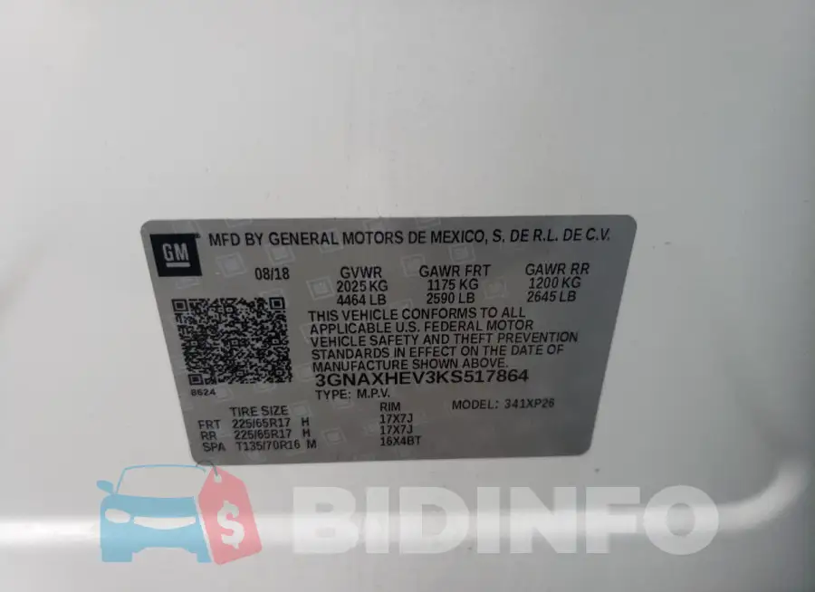 3GNAXHEV3KS517864 Photo# 14