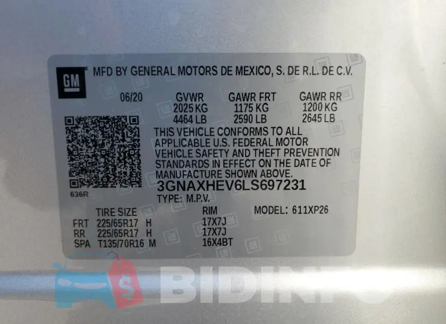 3GNAXHEV6LS697231 Photo# 14