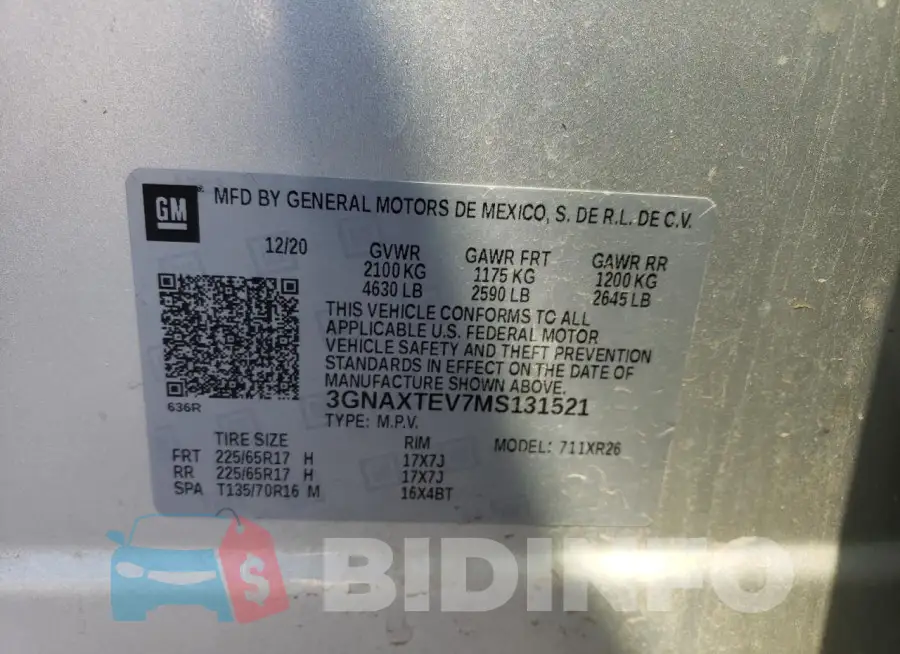 3GNAXTEV7MS131521 Photo# 13