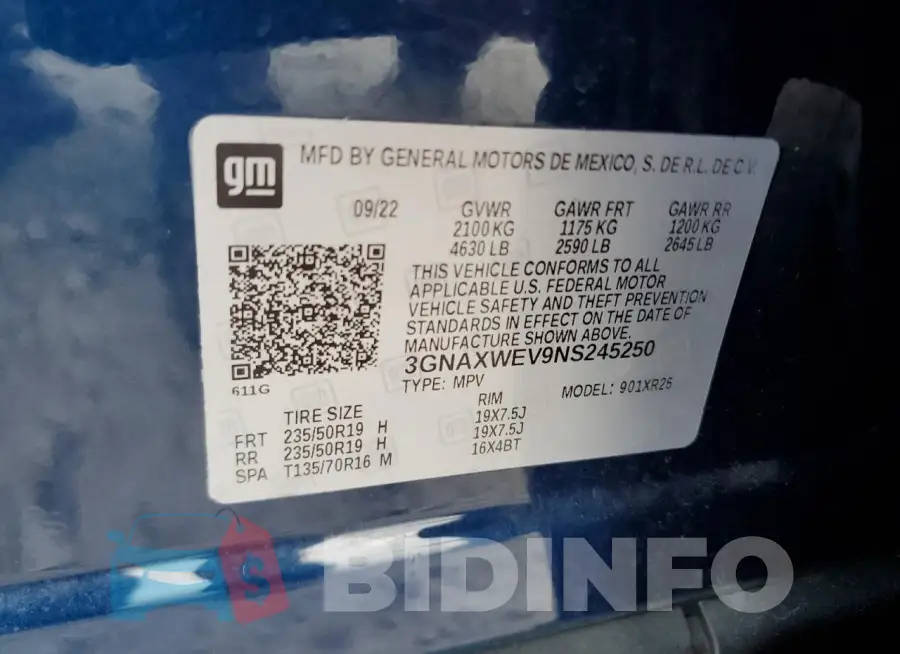 3GNAXWEV9NS245250 Photo# 13
