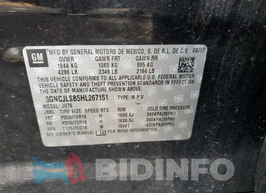 3GNCJLSB5HL267151 Photo# 13