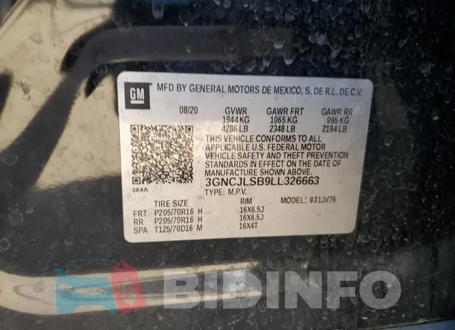 3GNCJLSB9LL326663 Photo# 12