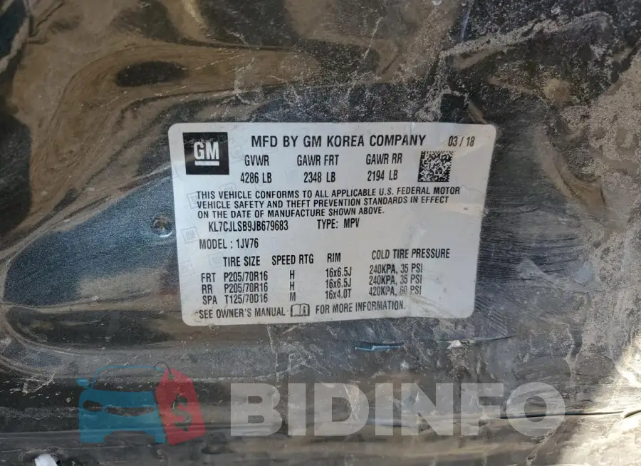 KL7CJLSB9JB679683 Photo# 14