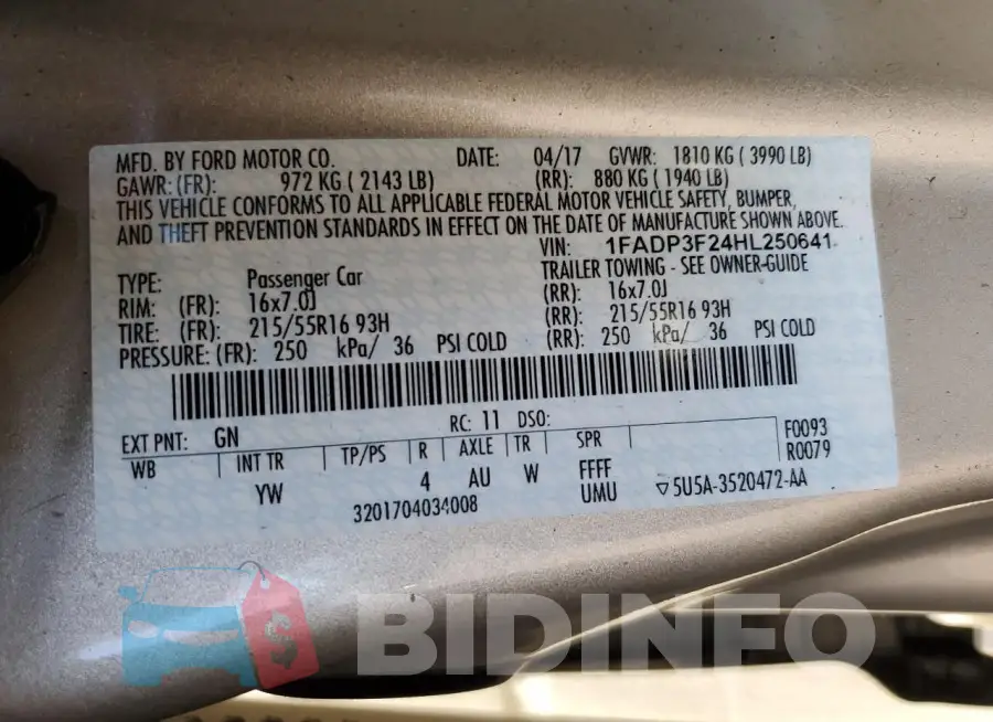 1FADP3F24HL250641 Photo# 13