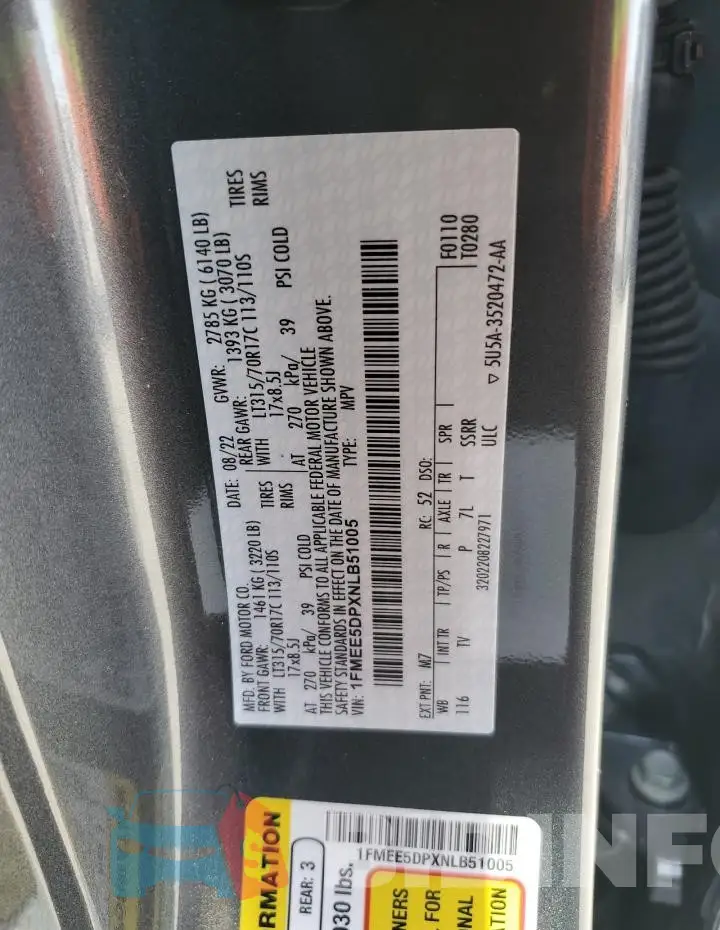 1FMEE5DPXNLB51005 Photo# 13