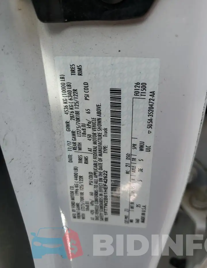 1FT7W2B61HEF42622 Photo# 13