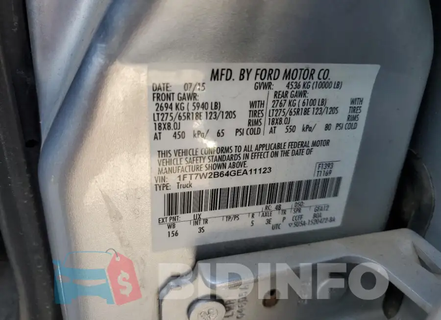 1FT7W2B64GEA11123 Photo# 12