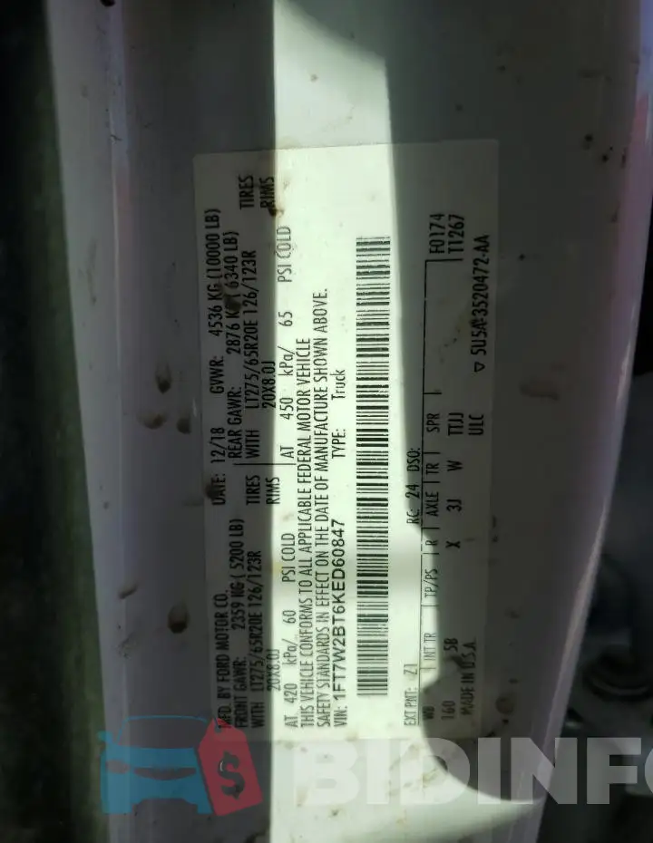 1FT7W2BT6KED60847 Photo# 13