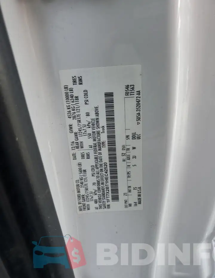 1FT7X2BT1HEC42520 Photo# 12