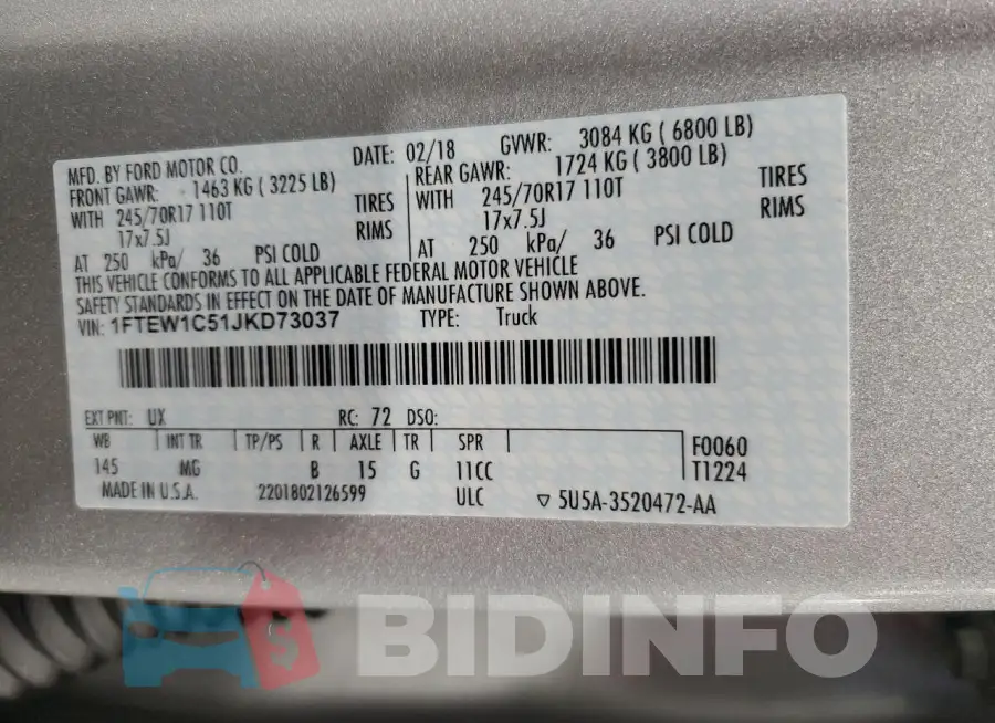 1FTEW1C51JKD73037 Photo# 12
