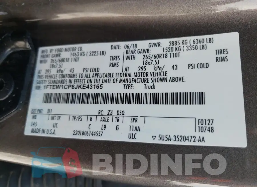 1FTEW1CP8JKE43165 Photo# 12