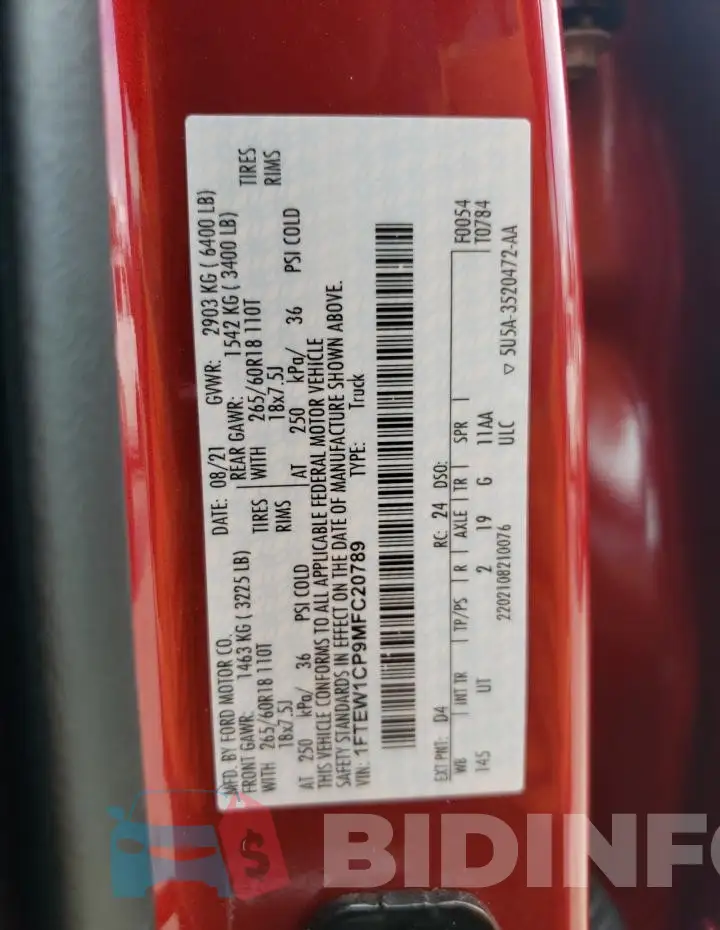 1FTEW1CP9MFC20789 Photo# 12