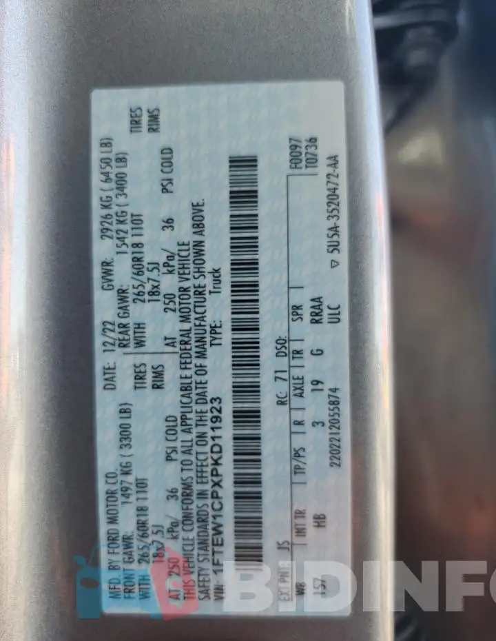 1FTEW1CPXPKD11923 Photo# 12