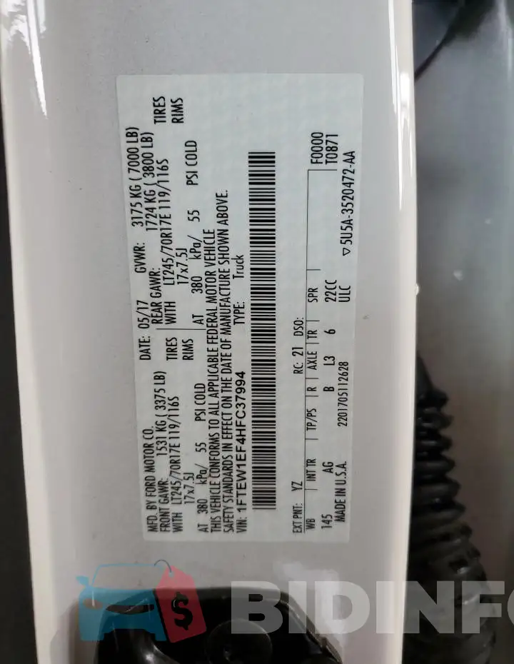 1FTEW1EF4HFC37994 Photo# 12