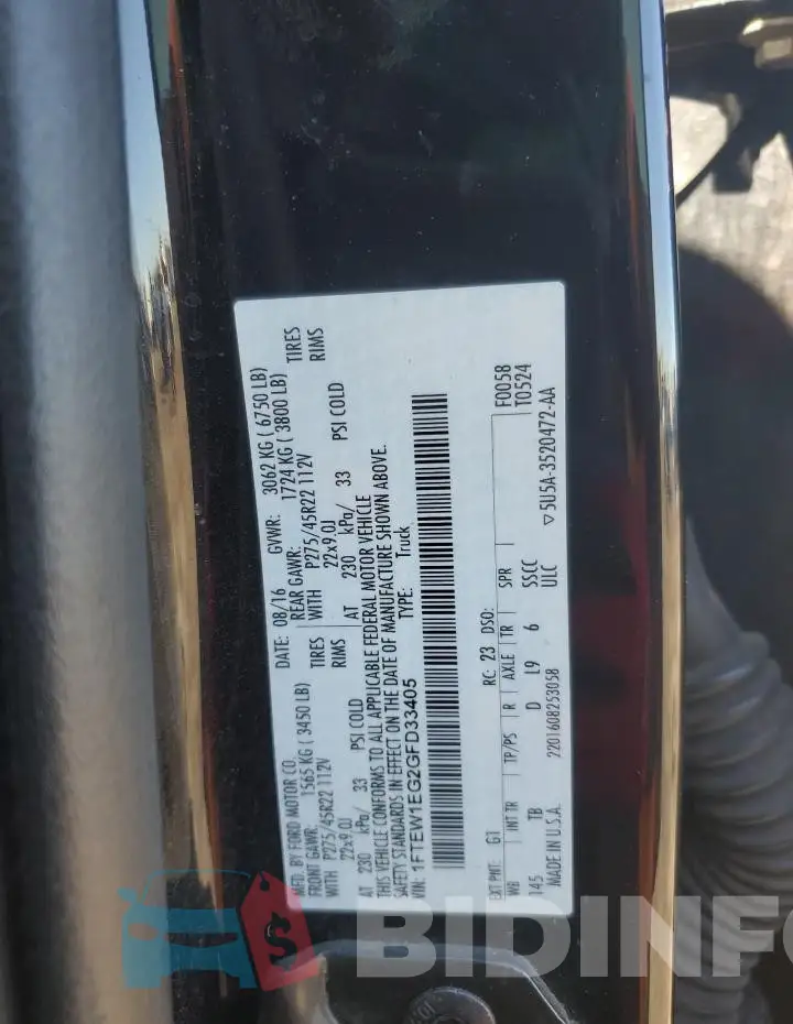 1FTEW1EG2GFD33405 Photo# 13