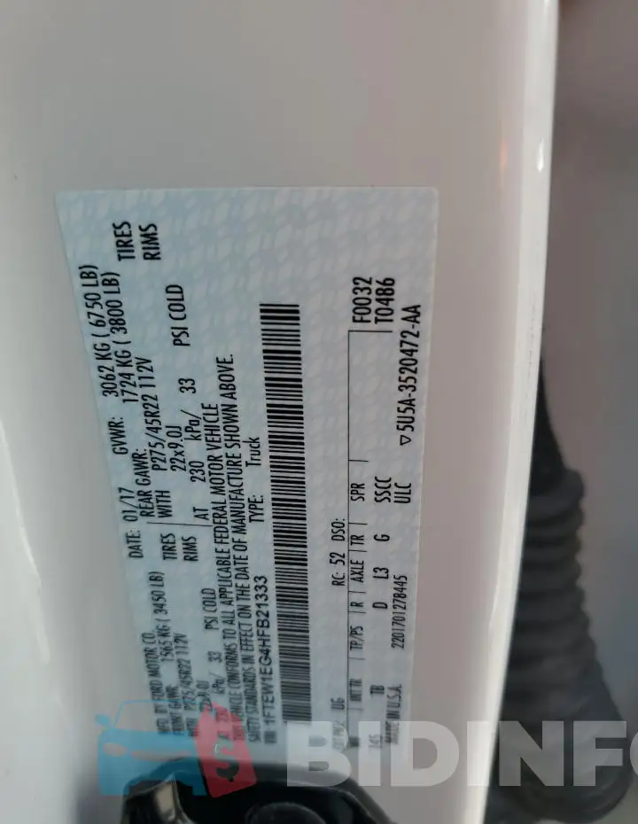 1FTEW1EG4HFB21333 Photo# 12