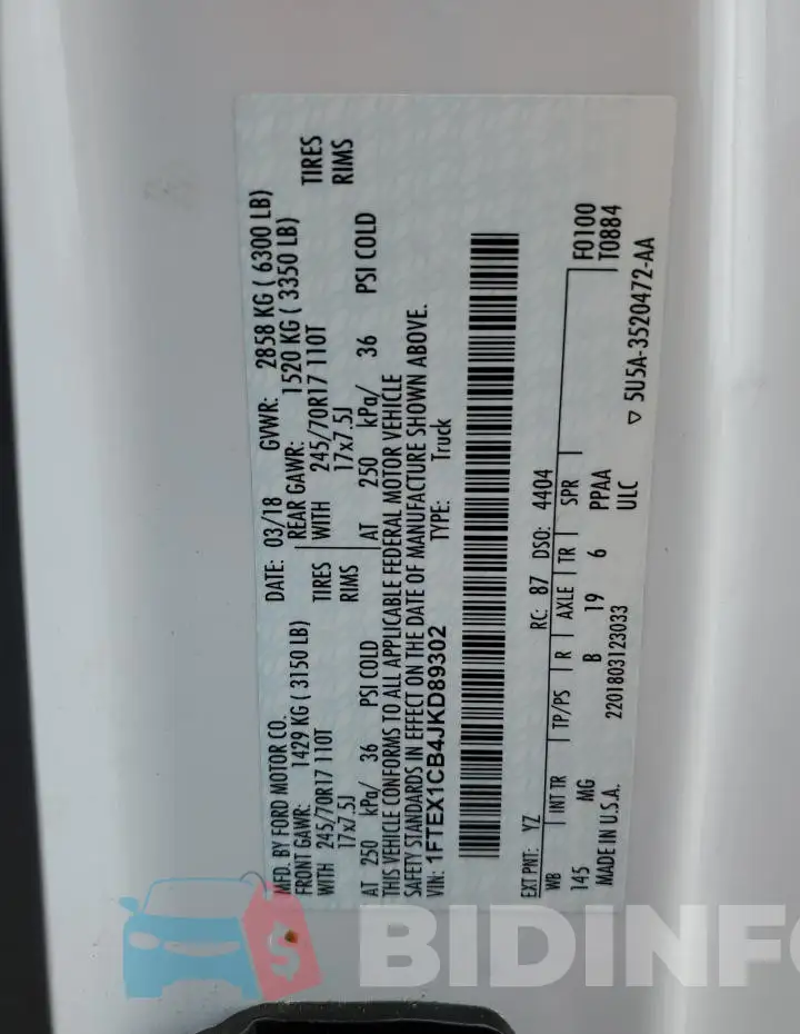 1FTEX1CB4JKD89302 Photo# 12