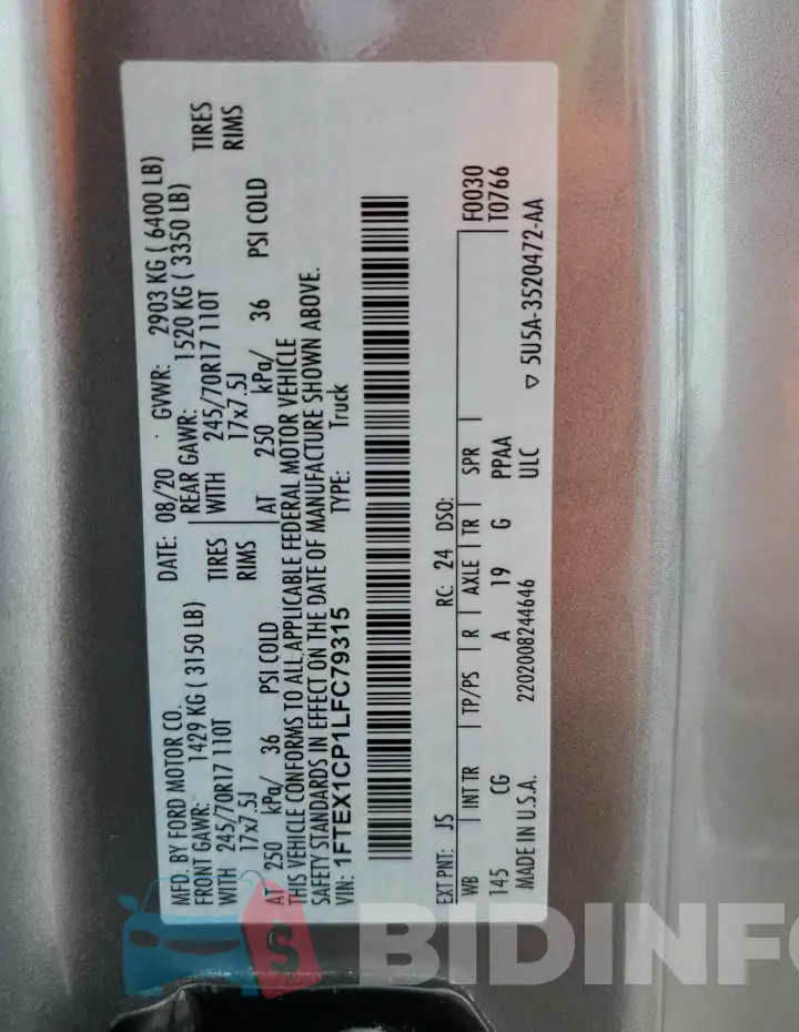 1FTEX1CP1LFC79315 Photo# 12