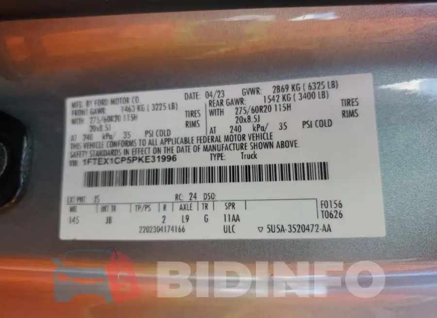 1FTEX1CP5PKE31996 Photo# 12