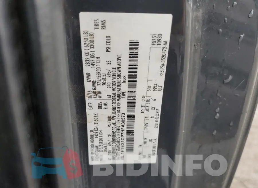 1FTEX1CP7HFA30573 Photo# 12
