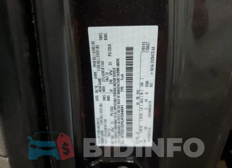 1FTEX1EP6JFD94891 Photo# 12