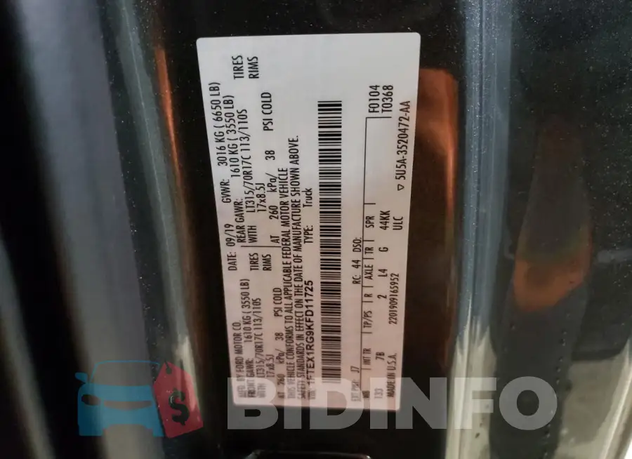 1FTEX1RG9KFD11725 Photo# 12