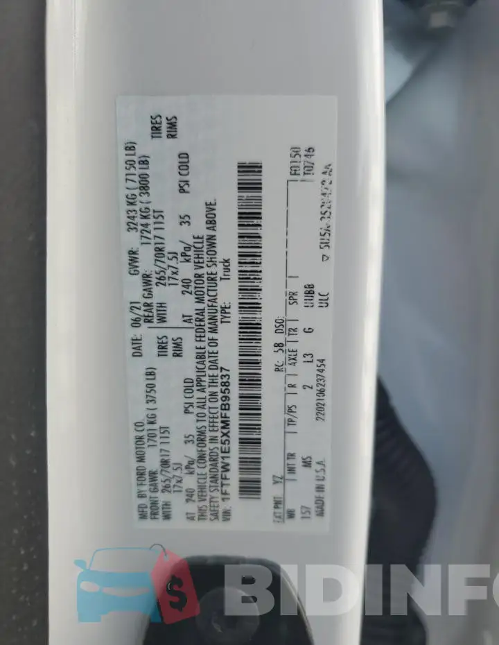 1FTFW1E5XMFB95837 Photo# 12