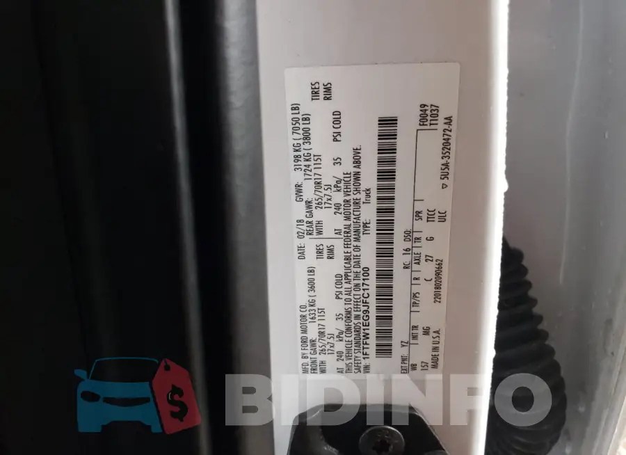 1FTFW1EG9JFC17100 Photo# 13