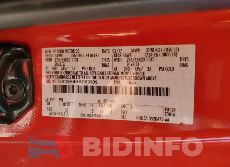 1FTFX1EF4HKC89909 Photo# 12